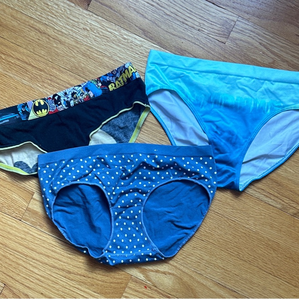 Women’s Small/Medium Cartoon and Polka Dot Underwear Set - Blue and Black